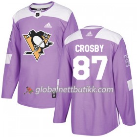 Pittsburgh Penguins Hockeydrakt Sidney Crosby 87 2017-2018 Purple Fights Cancer Practice Adidas Authentic - Herre